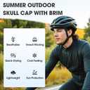 Skull Cap with Sun Visor - Moisture-Wicking Beanie for Cycling, Hiking - Cooling Short Under Helmet Liner for Men & Women (Green, L)