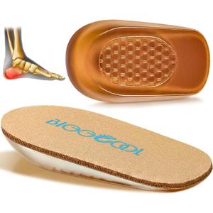 3 x BIGGCOOL Heel Cushions for Heel Pain, Heel Inserts for Shock Absorption, Heel Lifts for Achilles Tendonitis and Bone Spur, Foot Pain Relief for Women & Men - 1 Pair (Beige, Large)