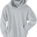 Hanes Boys' EcoSmart Fleece Hoodie, Hooded Sweatshirt for Boys, Pullover Sweatshirt (Small, Light Steel)