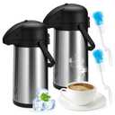 85 oz (2.5L) Coffee Carafe with Pump, 2Pcs Insulated Stainless Steel Coffee Dispenser, Coffee Carafes for Keeping Hot/Cold, Hot Beverage Dispenser for Party