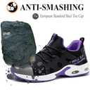 Steel Toe Shoes for Women Indestructible Safety Work Shoes Air Cushion Lightweight Breathable Utility Sneakers Puncture Proof Slip Resistant Composite Toe Footwear (8.5, Black,purple)