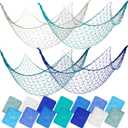 14 Pack Natural Fish Netting Decorative 80 x 40 Inch Beach Ocean Decoration Fish Net Photo Decorations Pirate Nautical Sea Party Decorations Picture for Wall Hanging (7 Colors)