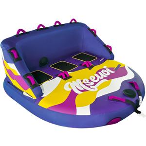 Inflatable Water Towable Tube for Boats Heavy-Duty 1-3 Rider Tow Tube with Reinforced Handles, Quick-Connect Tow Rope, Rapid Air Valve (Bright Blue Mutil, 3)