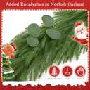 9FT Christmas Norfolk Pine Garland with Eucalyptus Real Touch Faux Greenery Garland Realistic Artificial Christmas Winter Holiday Decor Indoor Outdoor for Xmas Mantle,Stairs,Window,Fireplace (1)