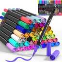 Coloring Markers for Adult Coloring Books, 48 Color Dual Brush Marker Pens with Dual Tip Fine & Brush Pens for Drawing, Sketching Bullet, Journal, Calligraphy, Art Supplies Kit