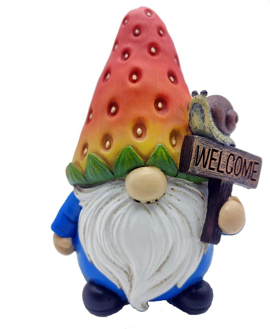 Etlemonde Strawberry Gnome Garden Decor Statue Cute Outdoor Statue Ideal Gnome Decoration Gift for Gardens, Patios, and Lawns