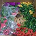 HyeFlora Artificial Faux Hanging Plants Flowers Basket for Summer Outdoor Outside Decoration, Fake Silk UV Sun Resistant Look Real Colorful Daisy Eucalyptus for Porch Home Patio Balcony Yard