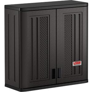 Suncast Commercial 4 Cubic Ft. Heavy-Duty Resin Wall Cabinet with Adjustable Metal-Reinforced Shelf, and Lockable Handles for Indoor and Outdoor Storage, Black, Made in the USA