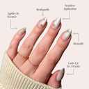 Glamnetic Press On Nails - Sanded | Short Almond Nude Fake Nails with Raised Gold Shell Accents, Salon Quality Summer Nails | 15 Sizes - 30 Nail Kit with Glue