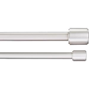 Amazon Basics Adjustable 1-Inch Double Curtain Rod for Windows, Cap Finials, 72" to 144", Nickel