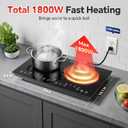 Portable Induction Cooktop 2 Burner - 1800W Double Induction Cooker with 8 Power Settings, 4 Pre-Set Modes, Ultra Thin Design, Sensor Touch Control, Child Safety Lock & Timer | Electric Cooktop, 23 Inch