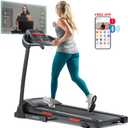 Sunny Health & Fitness Premium Folding Incline Treadmill with Pulse Sensors, One-Touch Speed Buttons, Shock Absorption, Optional Bluetooth with Exclusive SunnyFit App