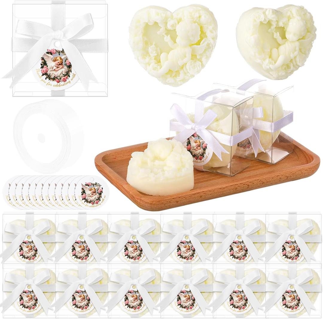 12 Sets Baptism Favors Baby Shower Soap Favors Baptism Angel Scented Soap with Thank You Gift Tags and Plastic Boxes Christen Communion Baptism Souvenirs Gifts for Guests