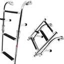Stainless Steel Folding Boat Ladder Portable Swim Ladder Telescoping Stepladder for Marine Yacht Boat and More (7101SN25)