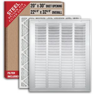 Fits 20x30 Duct Opening | Filter Included Steel Return Air Filter Grille by Handua [Removable Door] for 1-inch Filters | Vent Cover Filter Grill | White | Outer Dimensions: 22 5/8"W X 32 5/8"H