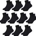 Kids Quarter Ankle Socks for Boys Girls Youth 10 Pack,Seamless Athletic Soft Cotton Socks for Sport School  (Black, L)