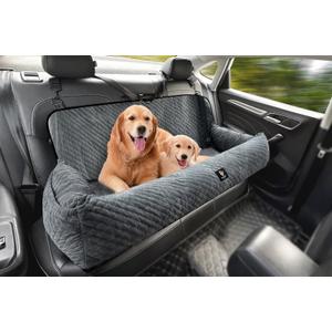 Large Dog Car Seat Under 100LBS, Dog Car Bed with Safety Tethers/ Storage Pocket, Only for Back Seat-Gray