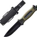 10" Fixed Blade Tactical Knives with Sheath and Clip, Stainless Steel Survival Hunting Bushcraft Full Tang Non-Slip Handle Knife for Camping, Hunting, Adventure, Outdoors, EDCMilitary Green
