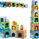 Sorting and Stacking Toys Blocks for Toddlers 1-3, Soft Safari Animal Bath Toys Age 2-4, Numbers Nesting Stackable Toys for Baby 12-18 Months, Montessori Toys Gifts for 1 2 3 Year Old Boys Girls