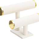 2 Tier Bracelet Holder Stand, Bangle Watches Display, Velvet Bracelet Jewelry Storage Organizer Rack, Hairband Scrunchie Show Tower Shop Selling or Home Use (Beige)