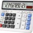 Desktop Calculator Extra Large LCD Display 12-Digit Big Number Accounting Calculator with Giant Response Button, Battery & Solar Powered, Perfect for Office Business Home Daily Use(OS-2135) OS-2135 Pro, X-Large