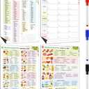 Xuhal 4 Pcs Magnet Mediterranean Diet Grocery Lists Chart 8.3 x 11 Food Portion Recommendation Chart Magnetic Recommended Food Journal Daily Meal Plan and 3 Dry Erase Pens