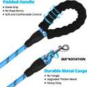 Long Dog Leash 40 FT: Heavy Duty Rope Leashes for Dogs Training with Swivel Lockable Hook Reflective Threads Bungee and Padded Handle - Dog Lead for Large Small Medium Dogs Outside Walking Hiking Blue (40ft*1/3'')