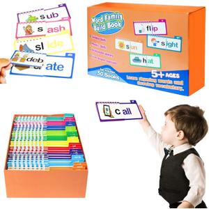 30 Read and Rhyme Flip Books, Word Family Build Book, ABC Vocabulary Flashcards, Alphabet Flashcards, Fun Reading & Rhyming Flipping Activity Books