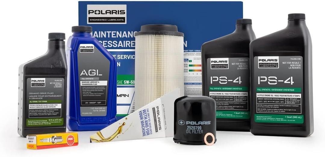 Polaris Service Kit for Sportsman 570, 850, X2 570, 6x6 Models and More, Includes Demand Drive Fluid, AGL Fluid, PS-4 5W-50 Full Synthetic Oil, 1 Air Filter, 1 Oil Filter, 1 Spark Plug - 2830549