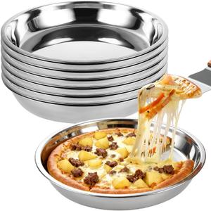 6 Pack Deep Dish Pizza Pan 8 Inch Stainless Steel Pizza Pan for Oven, Non-Stick & Dishwasher Safe Pizza Tray Pizza Baking Sheet Pizza Plates Pie Pan for Pizza, Pie, Cookie