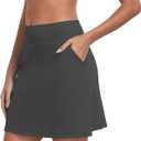 DAYOUNG Women's Swim Skirt with Pocket High Waisted Board Shorts Tummy Control Tennis Skorts Beach Bottoms with Liner (Medium)