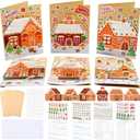 24 Sets Christmas Gingerbread Craft Kit for Kids 3D Gingerbread House Card Making Your Own Festive Winter Greeting Cards Xmas DIY Card Crafts for Holiday Home Classroom School Art Crafts Supplies