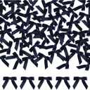100 Pcs Mini Navy Satin Ribbon Bows with Tape 1.5 Inch Self Adhesive Craft Bows Flowers Appliques DIY Craft for Sewing, Scrapbooking, Wedding, Gift,Christmas Decoration (Navy)