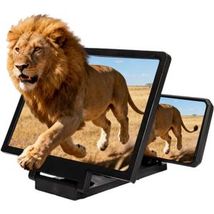 Smartphone Screen Magnifier, 3D HD Foldable Amplifier, Phone Stand with, Adjustable Angle Gift for Mom Dad, Family Portable Universal Enlarger Movies Gaming Video (Black)