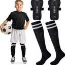 Soccer Shin Guards and Socks for Toddler Kids Youth, Lightweight Soccer Shin Pads Protective Defender Gear for 3-5, 5-10, 10-15 Years Old Children Teen Boys Girls Sports Game (S Size, Black)