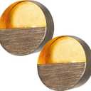Luxury Metal Wall Candle Sconces Small Handcrafted Wall-Mounted Tealight Candle Holders with Gold Leaf Interior Modern & Rustic Home Dcor for Living Room, Hallway 6.5" Bronze Two Pieces