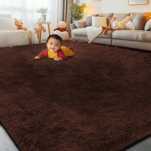 8x10 Area Rugs for Living Room Bedroom, Large Area Rug Shaggy Carpet Soft Plush Furry Bedside Rug, Rugs for Home Decor (Coffee, 8 x 10)