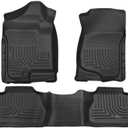 Husky Liners Weatherbeater Floor Mats | Fits 2007-2013 Chevrolet Silverado & GMC Sierra 1500, 2500, 3500 Extended CAB ONLY (Footwell Coverage) | Front & 2nd Row, 3-pc Black - 98211
