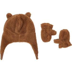 Simple Joys by Carter's Baby Hat and Mitten Set (0-9 Months, Khaki Brown)