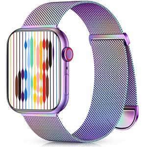 Zedoli Compatible with Apple Watch Bands 44mm 45mm 42mm 46mm 49mm for Men Women, Stainless Steel Magnetic Milanese Loop Metal Mesh Strap for iWatch Series 11 10 9 8 7 6 5 4 3 2 1 SE Ultra, Colorful