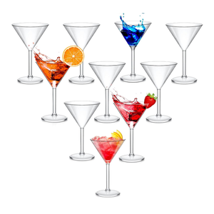 Perthlin 6 Pack Plastic Martini Glasses Bulk 10 oz Large Reusable Clear Cocktail Glasses Unbreakable Acrylic Plastic Cup Drinkware for Bar Margarita, Whiskey Wedding New Year Party Supplies