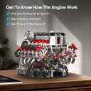 Mould King V8 Engine Building Blocks Sets, V8 Engine Model Kit That Runs, MOC Engineering Model Building Kit with Battery and Motor, 2718 PCS Building Blocks for Adults