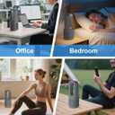 Desk Fan Bladeless, 14 Inch USB Rechargeable Tower Fan with 9 Speed Adjustable, 3 Light, 60 Oscillating, 9H Timer, 5000mAh Battery Cooling Small Table Fan for Bedroom, Office, Nightstand, Grey