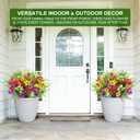 24 Bundles 8 Styles Artificial Flowers for Outdoors UV Resistant Fake Flowers Faux Plastic Plants Colorful Daisy Boston Fern Lavender Cemetery Flowers for Outside Indoor Home Porch Patio Spring Decor