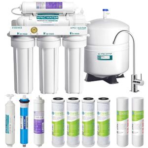 APEC Water Systems ROES-PH75 Essence Series Top Tier Alkaline Mineral pH+ 75 GPD 6-Stage Certified Ultra Safe Reverse Osmosis Drinking Water Filter System with Extra High Capacity Filter Set Stage 1-3 (RO Value Bundle)