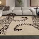 OJIA Leopard Print Rugs for Living Room Beige 8x10 Rug Washable Area Rugs for Bedroom, Modern Non-Slip Ultra-Thin Soft Large Carpet Non-Shedding Nursery Rug for Kids Playroom Dining Room Home Decor (Natural)