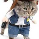 NACOCO Cowboy Dog Costume with Hat - Blue Cat & Small Dog (Medium) (Medium (Pack of 1))