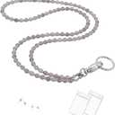 C&L Accessories Lanyard for ID Badges Holder, Beaded Cute Lanyards for Keys Neck Lanyards Glasses Strap for Women (Grey Agate)
