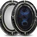1pc Halloween Scary Picture Frame Portrait Mirror Black Oval Mirror Speaking Haunted House Motion Activated Mirror