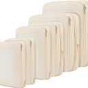 BAGAIL Compression Packing Cubes Travel Accessories Expandable Packing Organizers (Square Mesh, 06-Beige)